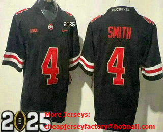 Men's Ohio State Buckeyes #4 Jeremiah Smith Black 2025 Finals College Football Jersey