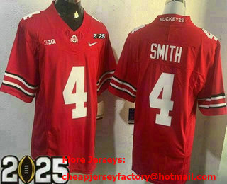 Men's Ohio State Buckeyes #4 Jeremiah Smith Red 2025 Finals College Football Jersey