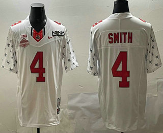 Men's Ohio State Buckeyes #4 Jeremiah Smith White 2025 National Champions College Fashion Football Jersey