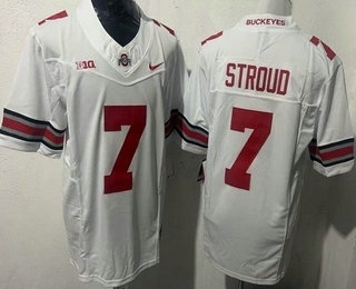 Men's Ohio State Buckeyes #7 CJ Stroud Limited White FUSE College Football Jersey