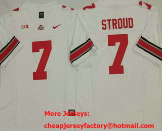 Men's Ohio State Buckeyes #7 CJ Stroud White FUSE College Stitched Jersey