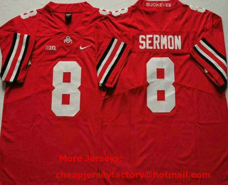 Men's Ohio State Buckeyes #8 Trey Sermon Red College Football Jersey