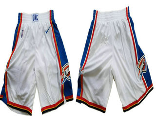 Men's Oklahoma City Thunder New White 2017-2018 Nike Swingman Stitched NBA Shorts