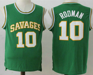 Men's Oklahoma Savages #10 Dennis Rodman Green Basketball Nike Swingman Jersey