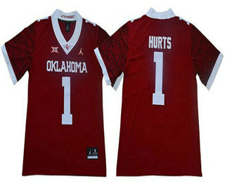 Men's Oklahoma Sooners #1 Jalen Hurts Red 47 Game Winning Streak College 2017 Vapor Untouchable Limited Jersey