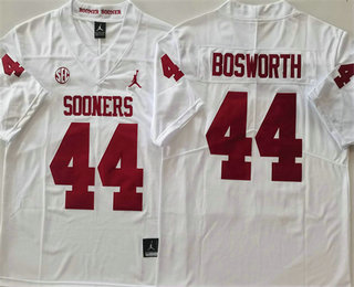 Men's Oklahoma Sooners #44 Brian Bosworth White College Stitched Jersey