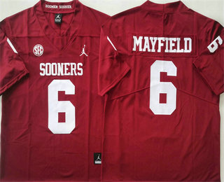 Men's Oklahoma Sooners #6 Baker Mayfield Red College Stitched Jersey