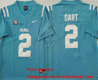 Men's Ole Miss Rebels #2 Jaxson Dart Blue Vapor Stitched College Football Jersey