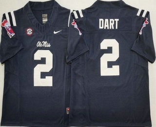 Men's Ole Miss Rebels #2 Jaxson Dart Navy 2025 College Football Jersey