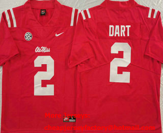 Men's Ole Miss Rebels #2 Jaxson Dart Red Vapor Stitched College Football Jersey
