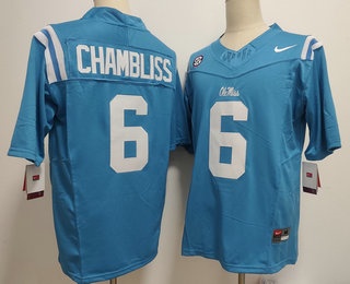 Men's Ole Miss Rebels #6 Trinidad Chambliss Limited Light Blue FUSE College Football Jersey