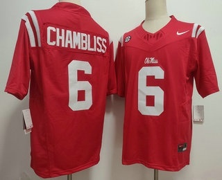 Men's Ole Miss Rebels #6 Trinidad Chambliss Limited Red FUSE College Football Jersey