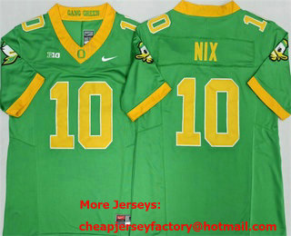 Men's Oregon Ducks #10 Bo Nix Green FUSE College Football Jersey
