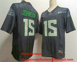 Men's Oregon Ducks #15 Tez Johnson Black 2024 FUSE College Football Jersey