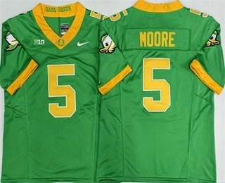 Men's Oregon Ducks #5 Dakorien Moore Green Fashion FUSE College Football Jersey
