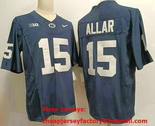Men's Penn State Nittany Lions #15 Drew Allar Navy Blue FUSE College Stitched Jersey