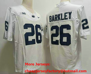 Men's Penn State Nittany Lions #26 Saquon Barkley White FUSE College Stitched Jersey
