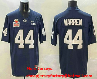 Men's Penn State Nittany Lions #44 Davis Warren Navy 2024 Discover Orange Bowl Patch FUSE College Stitched Jersey