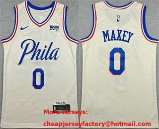 Men's Philadelphia 76ers #0 Tyrese Maxey Cream City Edition Swingman Stitched Jersey