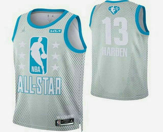 Men's Philadelphia 76ers #13 James Harden Gray Diamond 75th 2022 All Star Heat Press Jersey
