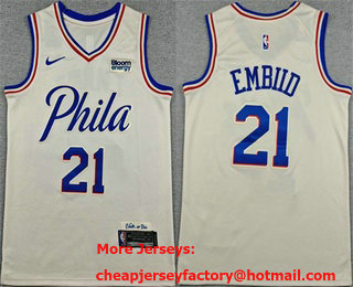 Men's Philadelphia 76ers #21 Joel Embiid Cream City Edition Swingman Stitched Jersey