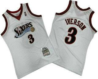 Men's Philadelphia 76ers #3 Allen Iverson White 2000 Throwback Swingman Jersey