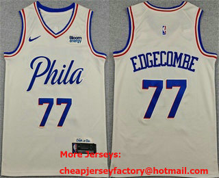 Men's Philadelphia 76ers #77 VJ Edgecombe Cream City Edition Swingman Stitched Jersey