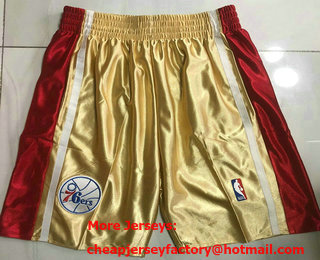 Men's Philadelphia 76ers Gold Hardwood Classics Soul Swingman Throwback Shorts