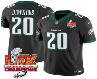 Men's Philadelphia Eagles #20 Brian Dawkins Black Limited Super Bowl LIX Champions FUSE Vapor Jersey