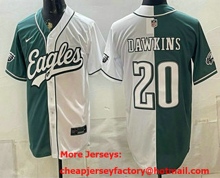 Men's Philadelphia Eagles #20 Brian Dawkins Green White Split Stitched Jersey