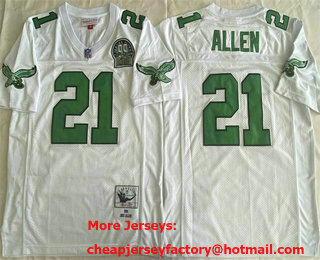 Men's Philadelphia Eagles #21 Eric Allen White 1990 Throwback Jersey