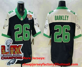 Men's Philadelphia Eagles #26 Saquon Barkley Black Limited Thanksgiving Super Bowl LIX Champions  FUSE Vapor Jersey