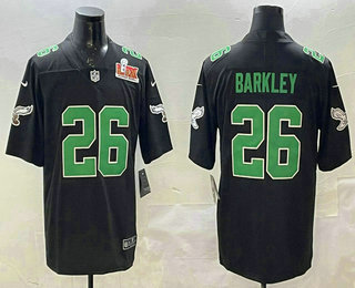 Men's Philadelphia Eagles #26 Saquon Barkley Limited Black Super Bowl LIX Vapor Jersey