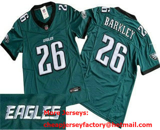 Men's Philadelphia Eagles #26 Saquon Barkley Limited Green New Logo FUSE Vapor Jersey