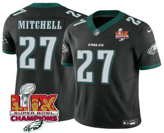 Men's Philadelphia Eagles #27 Quinyon Mitchell Black Limited Super Bowl LIX Champions FUSE Vapor Jersey
