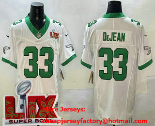 Men's Philadelphia Eagles #33 Cooper DeJean Limited White Super Bowl LIX Vapor FUSE Throwback Jersey