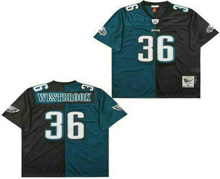 Men's Philadelphia Eagles #36 Brian Westbrook Green Black Split 2004 Throwback Jersey