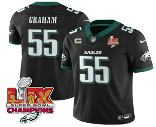 Men's Philadelphia Eagles #55 Brandon Graham Black Limited Super Bowl LIX Champions FUSE Vapor Jersey