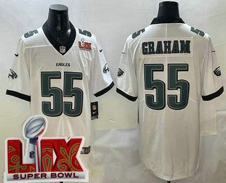 Men's Philadelphia Eagles #55 Brandon Graham White Super Bowl LIX Vapor Limited Jersey