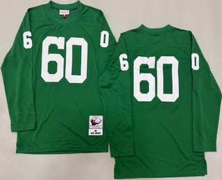 Men's Philadelphia Eagles #60 Chuck Bednarik Kelly Green Long Sleeve 1960 Throwback Jersey