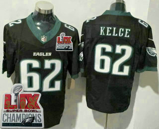 Men's Philadelphia Eagles #62 Jason Kelce Limited Black Super Bowl LIX Champions FUSE Vapor Jersey
