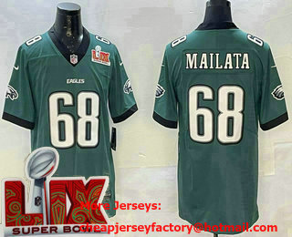 Men's Philadelphia Eagles #68 Jordan Mailata Limited Super Bowl LIX FUSE Vapor Jersey