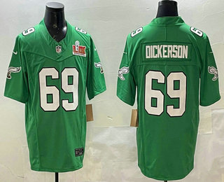 Men's Philadelphia Eagles #69 Landon Dickerson Limited Kelly Green Super Bowl LIX FUSE Vapor Jersey