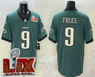 Men's Philadelphia Eagles #9 Nick Foles Midnight Green Super Bowl LIX Vapor Limited Jersey