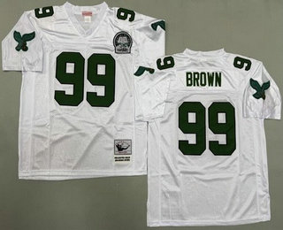 Men's Philadelphia Eagles #99 Jerome Brown White Throwback Jersey