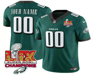 Men's Philadelphia Eagles Active Player Custom Green Limited Super Bowl LIX Champions FUSE Vapor Jersey