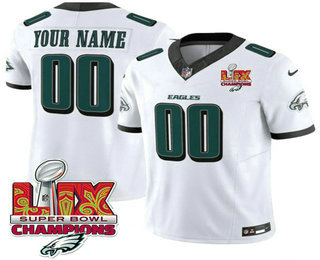 Men's Philadelphia Eagles Active Player Custom White Limited Super Bowl LIX Champions FUSE Vapor Jersey