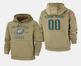 Men's Philadelphia Eagles Custom 2019 Salute to Service Sideline Therma Pullover Hoodie