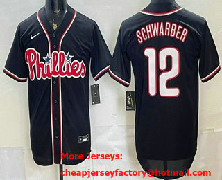 Men's Philadelphia Phillies #12 Kyle Schwarber 2026 Black Fashion Cool Base Jersey