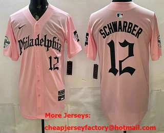 Men's Philadelphia Phillies #12 Kyle Schwarber Pink Gothic Vapor Limited Stitched Jersey